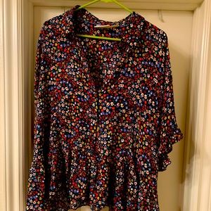 Anthropologie Maeve Floral Top Size XL